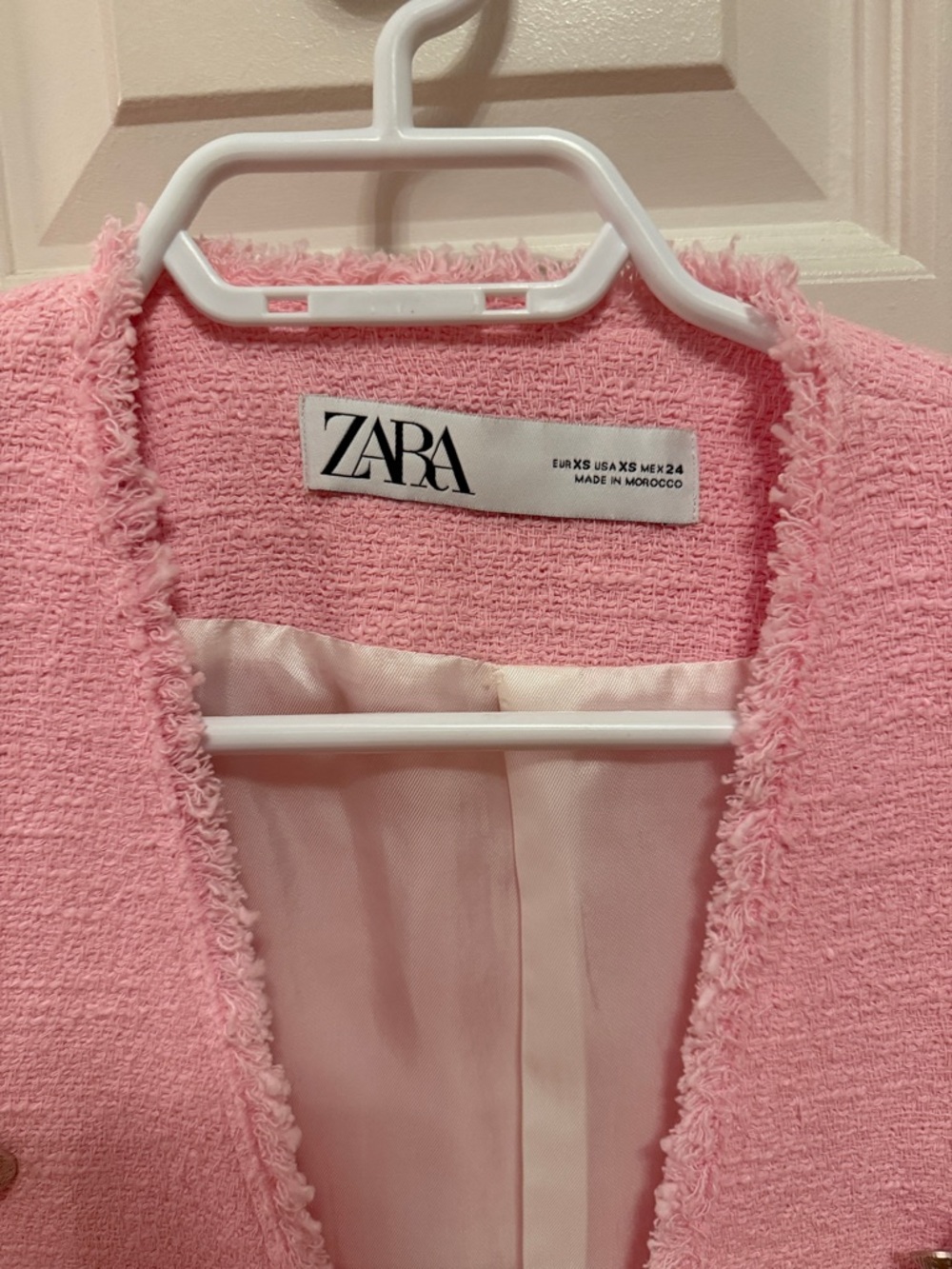Zara Pink Tweed Double-Breasted Blazer - Picture 2 of 3